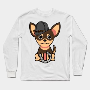 Funny small dog is ready to ride a horse Long Sleeve T-Shirt